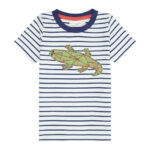 Tricou din bumbac organic pentru băieței, Navy Crocodile, 18 luni