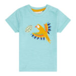 Tricou din bumbac organic pentru băieței, Aqua Parrot, 18 luni
