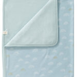 Paturica bebe, din bumbac organic, Rainbow blue, 80x100 cm